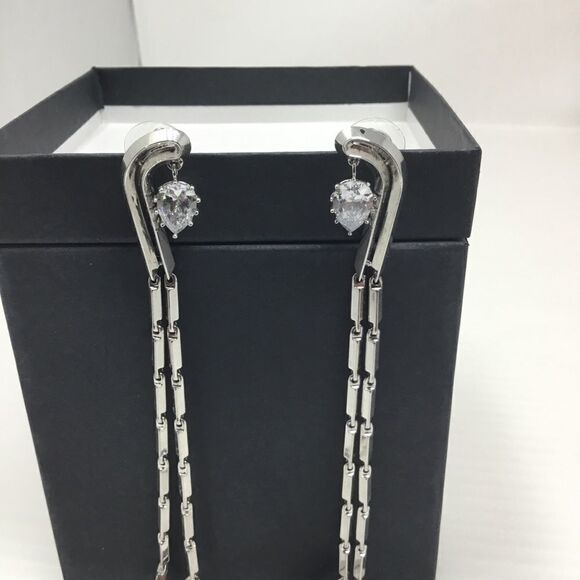 Teardrop Bar Link Dangle Earrings (G1) - Picture 2 of 7